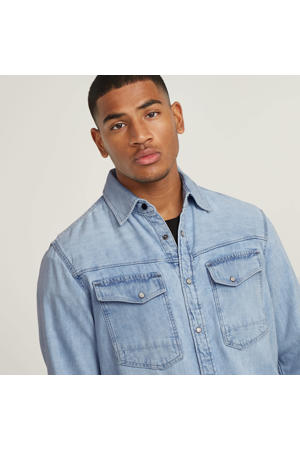 slim fit overhemd met logo blauw