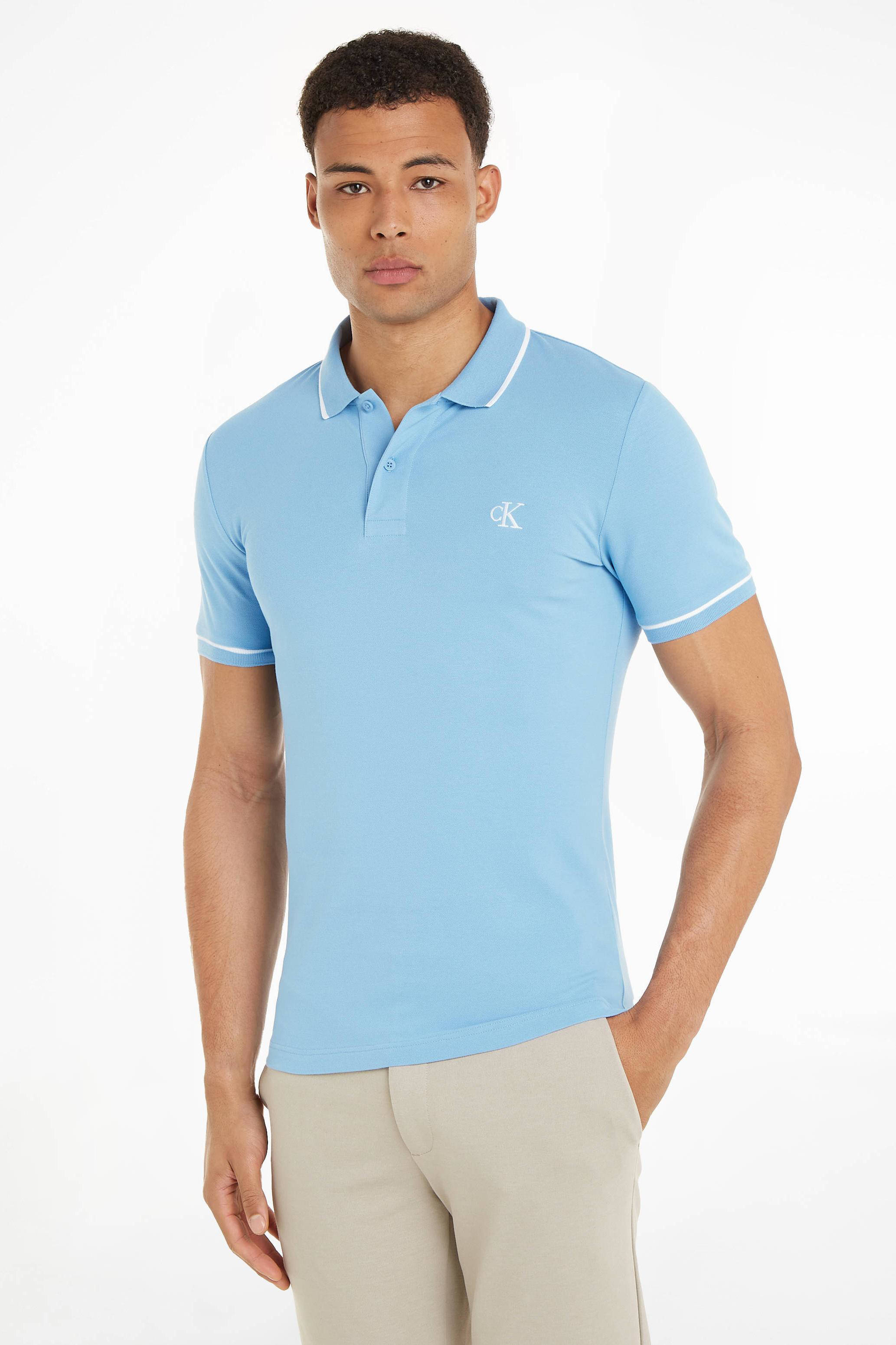 CALVIN KLEIN JEANS slim fit polo TIPPING Dusk Blue Union River