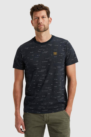 T-shirt met all over print navy