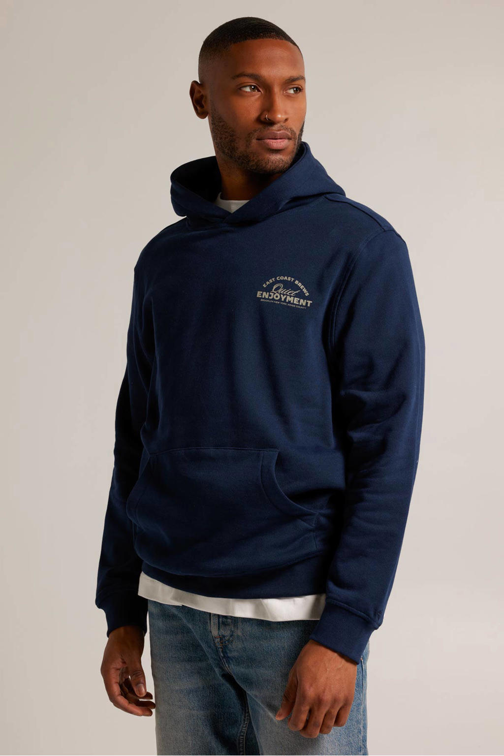 America Today hoodie met backprint donkerblauw