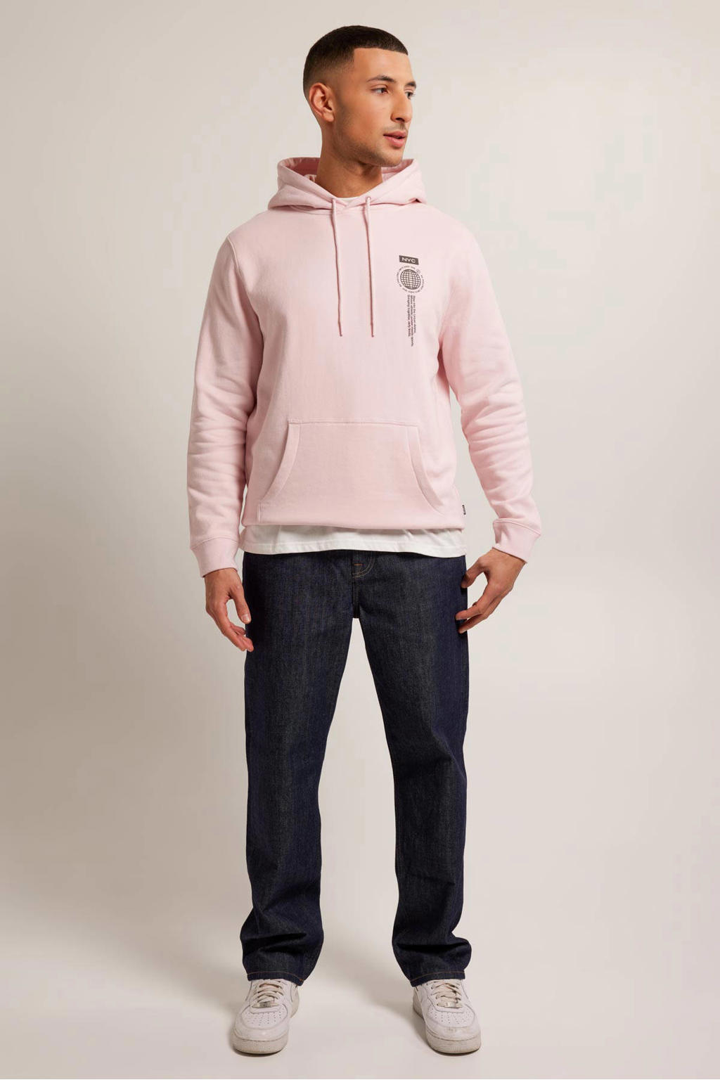 America Today hoodie Sylver met backprint light pink