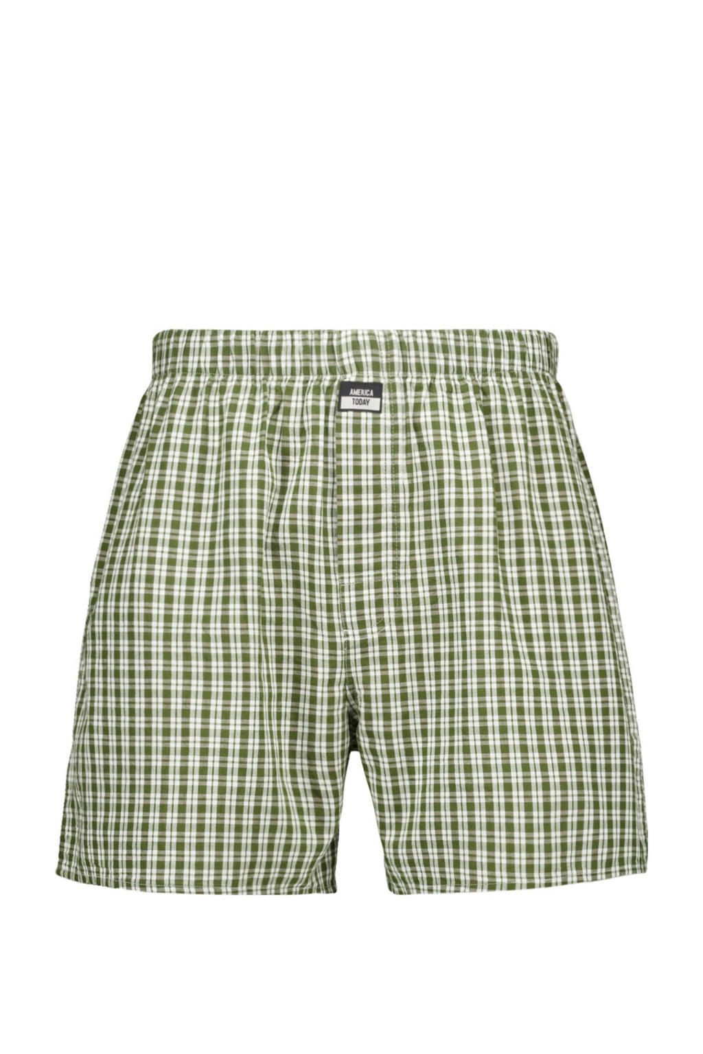 America Today wijde boxershort Thomas olijfgroen/wit