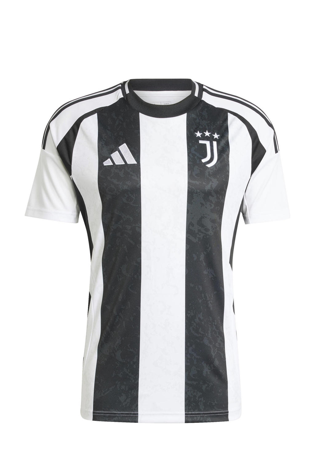 Wit en zwarte heren adidas Performance Senior Juventus FC voetbalshirt van polyester met korte mouwen en ronde hals