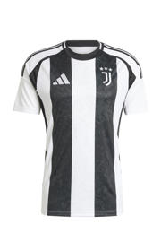 thumbnail: Wit en zwarte heren adidas Performance Senior Juventus FC voetbalshirt van polyester met korte mouwen en ronde hals