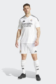 thumbnail: Witte heren adidas Performance Senior Real Madrid voetbalshort thuis van polyester met regular fit en elastische tailleband met koord