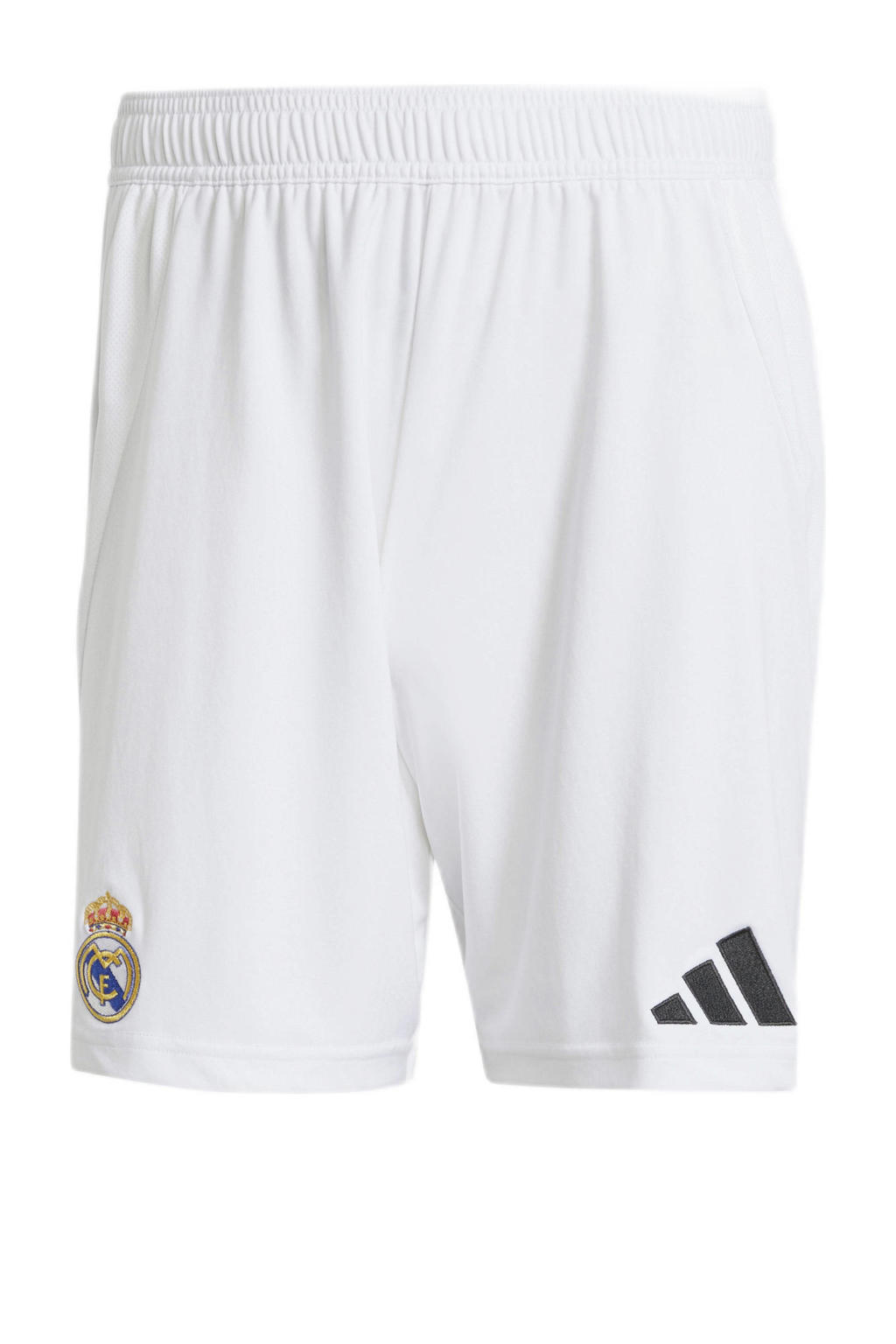 Witte heren adidas Performance Senior Real Madrid voetbalshort thuis van polyester met regular fit en elastische tailleband met koord