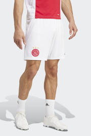 thumbnail: Wit en rode heren adidas Performance Senior Ajax Amsterdam voetbalshort van polyester met regular fit, elastische tailleband met koord en logo dessin