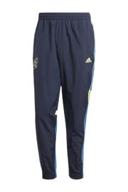 thumbnail: Donkerblauwe heren adidas Performance Senior Ajax Amsterdam trainingsbroek van polyamide met regular fit en elastische tailleband met koord