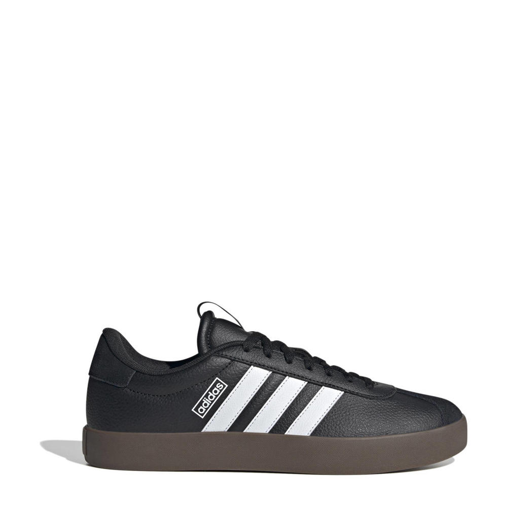 Zwart en witte heren adidas Sportswear VL Court 3.0 sneakers van leer/suède met veters