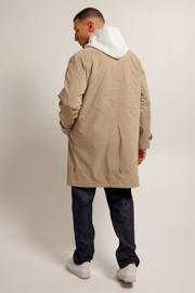 thumbnail: Beige heren America Today zomerjas John van polyester met effen, lange mouwen, klassieke kraag en knoopsluiting