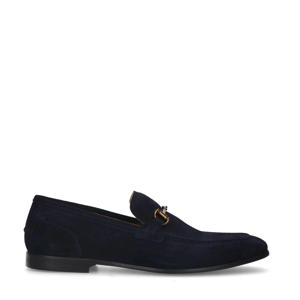   suède loafers met gesp donkerblauw