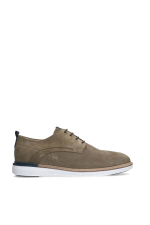   suède veterschoenen kaki