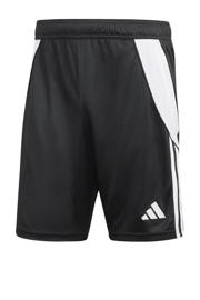 thumbnail: Zwart en witte heren adidas Performance Senior voetbalshort van polyester met elastische tailleband met koord