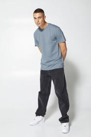 thumbnail: Blauwe heren America Today oversized T-shirt Eric van katoen met effen, korte mouwen en ronde hals