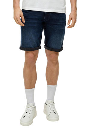regular fit short dark blue denim