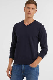 thumbnail: Marineblauwe heren anytime trui van viscose met effen, lange mouwen en V-hals