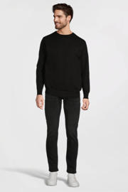 thumbnail: Zwarte heren anytime gebreide trui van viscose met effen, lange mouwen en ronde hals
