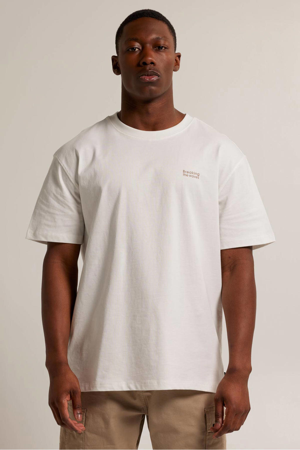 America Today regular fit T-shirt Esper met backprint ecru