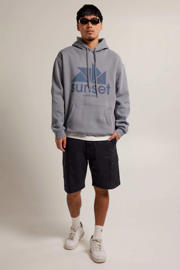 thumbnail: America Today hoodie Sen hood met printopdruk washed blue