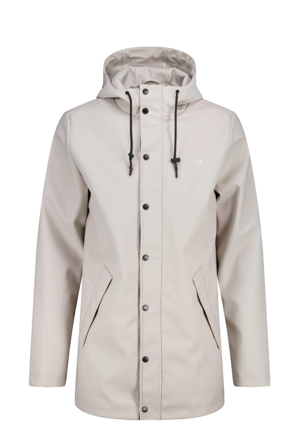 Ecru heren America Today regenjas Jace van polyester met effen, capuchon en rits- en drukknoopsluiting