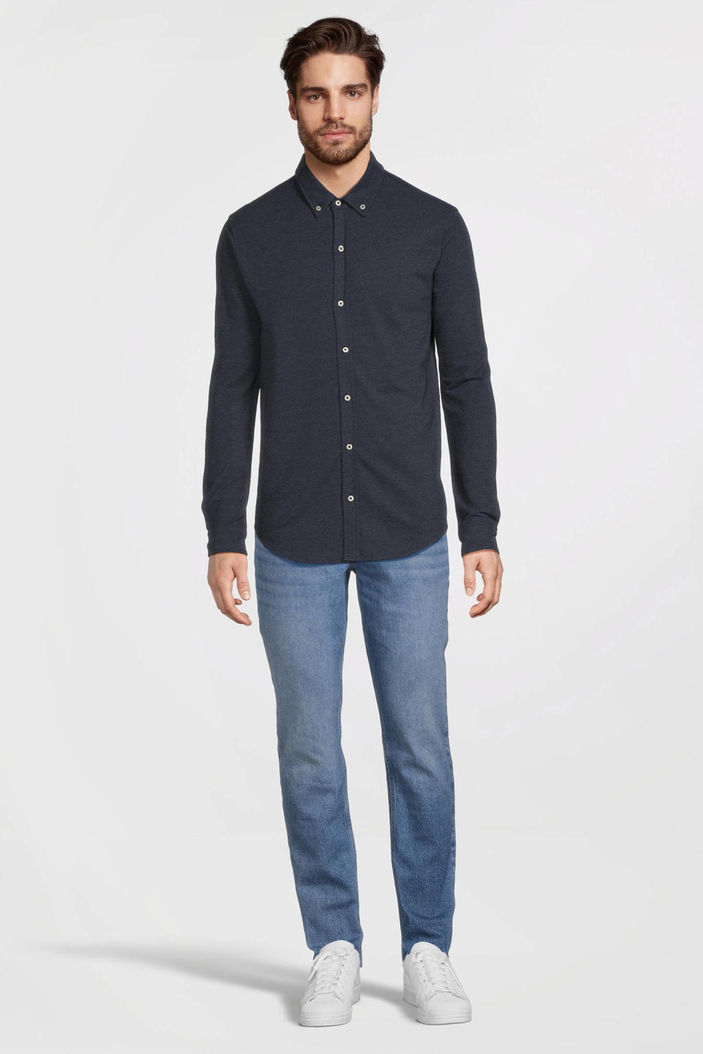 anytime slim fit jeans gewassen blauw