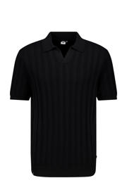thumbnail: Zwarte heren America Today T-shirt van katoen met korte mouwen en opstaande kraag