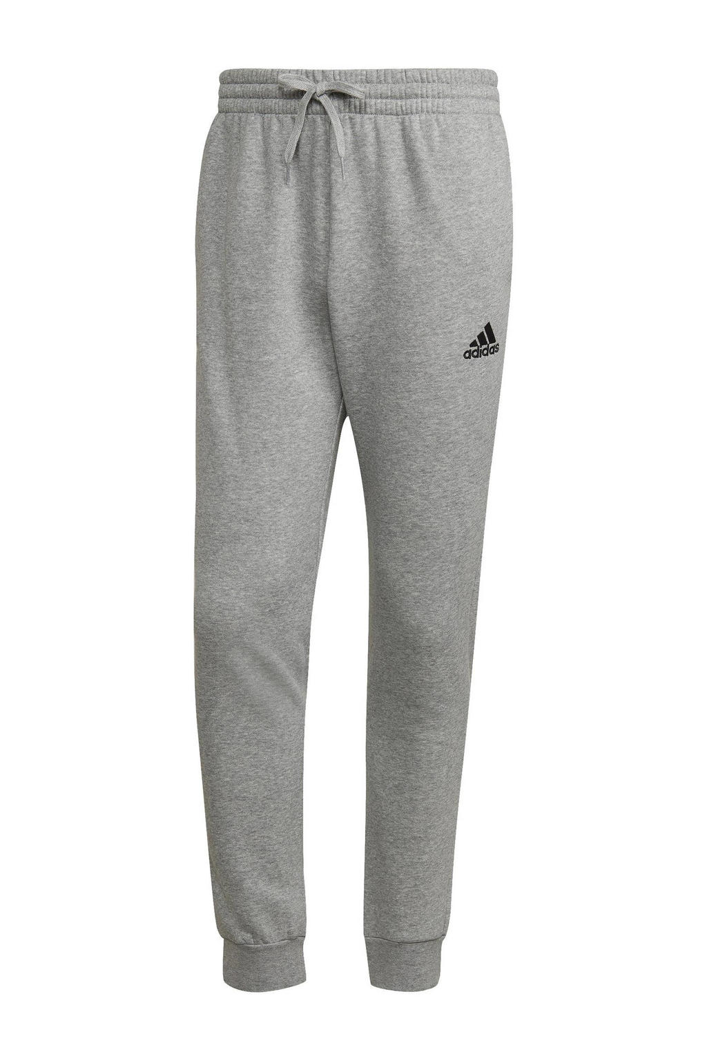 Grijze heren adidas Sportswear fleece joggingbroek van katoen met tapered fit, regular waist en logo dessin