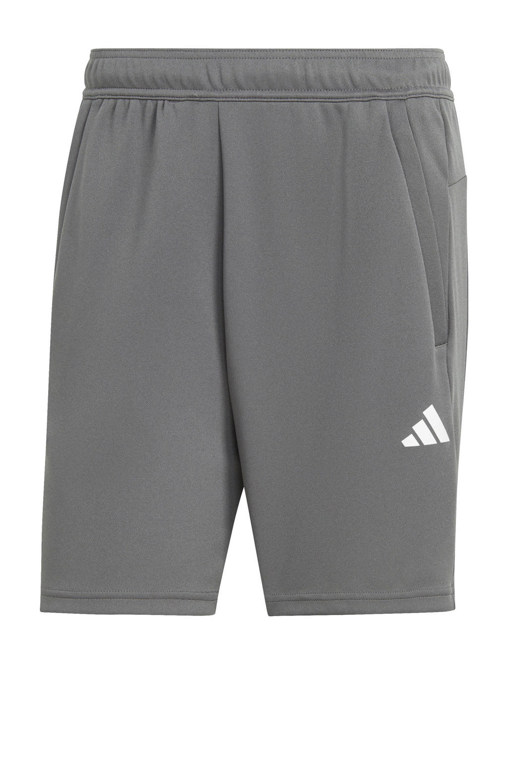 Grijze heren adidas Performance Senior sportshort van polyester met regular fit, elastische tailleband met koord en effen