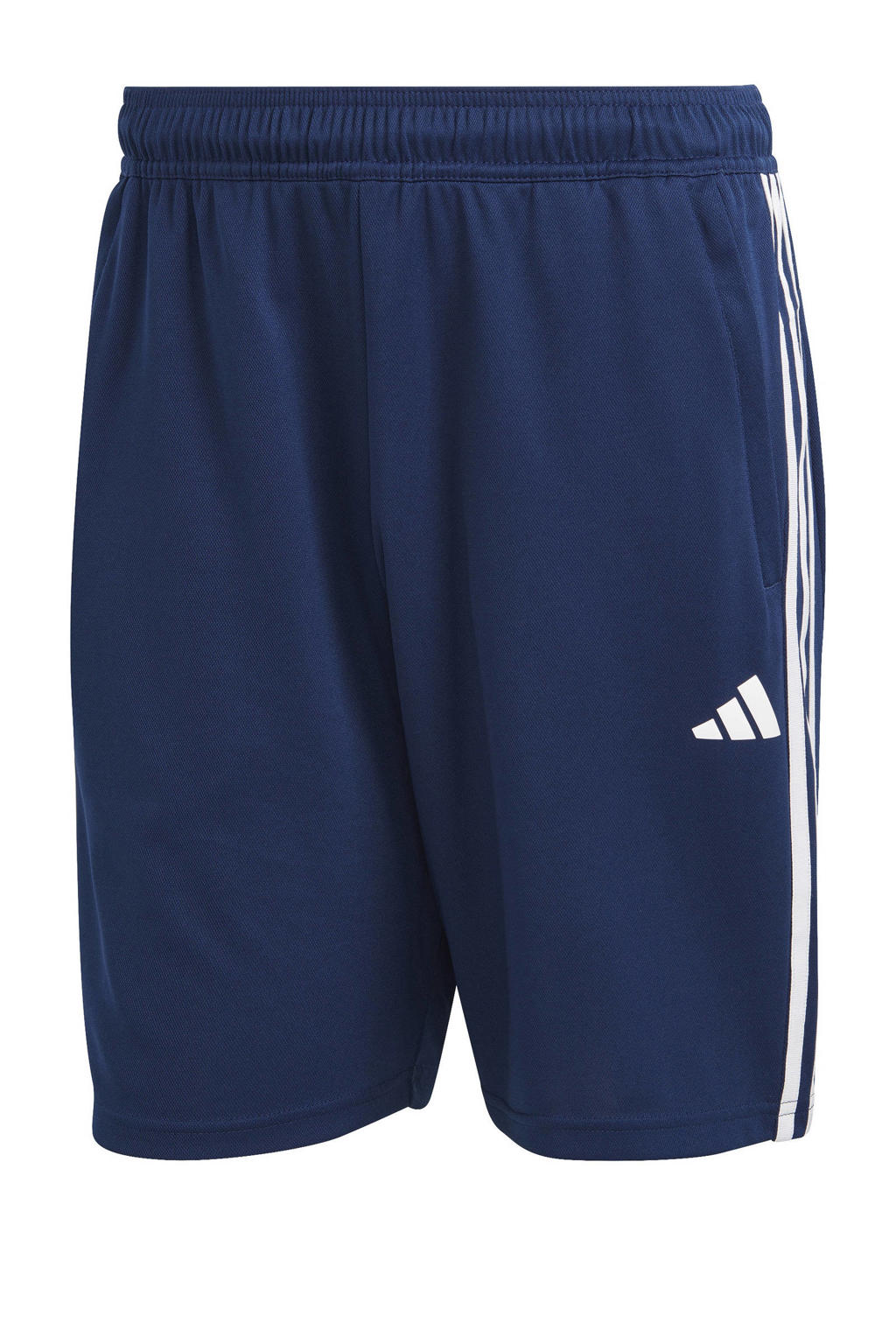 Donkerblauw en witte heren adidas Performance Senior sportshort van polyester met regular fit, elastische tailleband met koord en logo dessin
