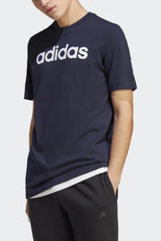 thumbnail: Donkerblauw en witte heren adidas Sportswear T-shirt van katoen met logo dessin, korte mouwen en ronde hals