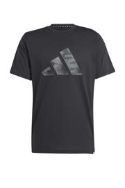 thumbnail: Zwarte heren adidas Performance sport T-shrit van polyester met logo dessin, korte mouwen en ronde hals