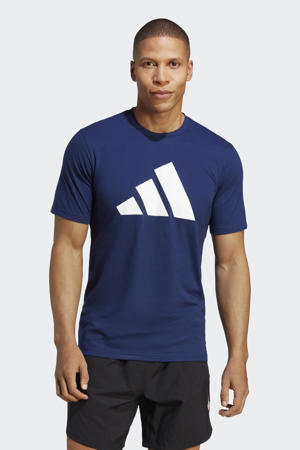 sportshirt donkerblauw/wit