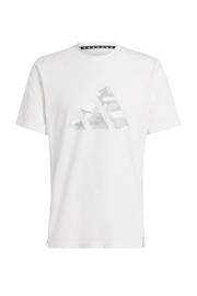 thumbnail: Witte heren adidas Performance sport T-shirt van polyester met logo dessin, korte mouwen en ronde hals