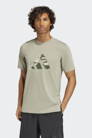 thumbnail: adidas Performance sport T-shirt met logo beige