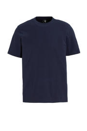 thumbnail: Donkerblauwe heren anytime relaxed T-shirt van katoen met effen, korte mouwen en ronde hals