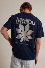 thumbnail: America Today T-shirt Eben met backprint donkerblauw