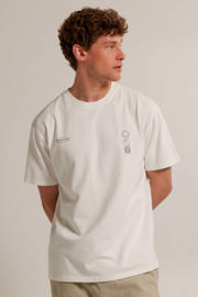 thumbnail: Ecru heren America Today T-shirt Eben van katoen met backprint, korte mouwen en ronde hals