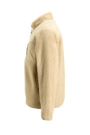 thumbnail: Beige heren anytime teddy fleece vest met effen, lange mouwen, opstaande kraag en ritssluiting