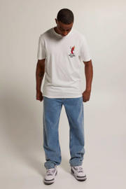 thumbnail: Witte heren America Today oversized T-shirt Elizar van katoen met printopdruk, korte mouwen en ronde hals