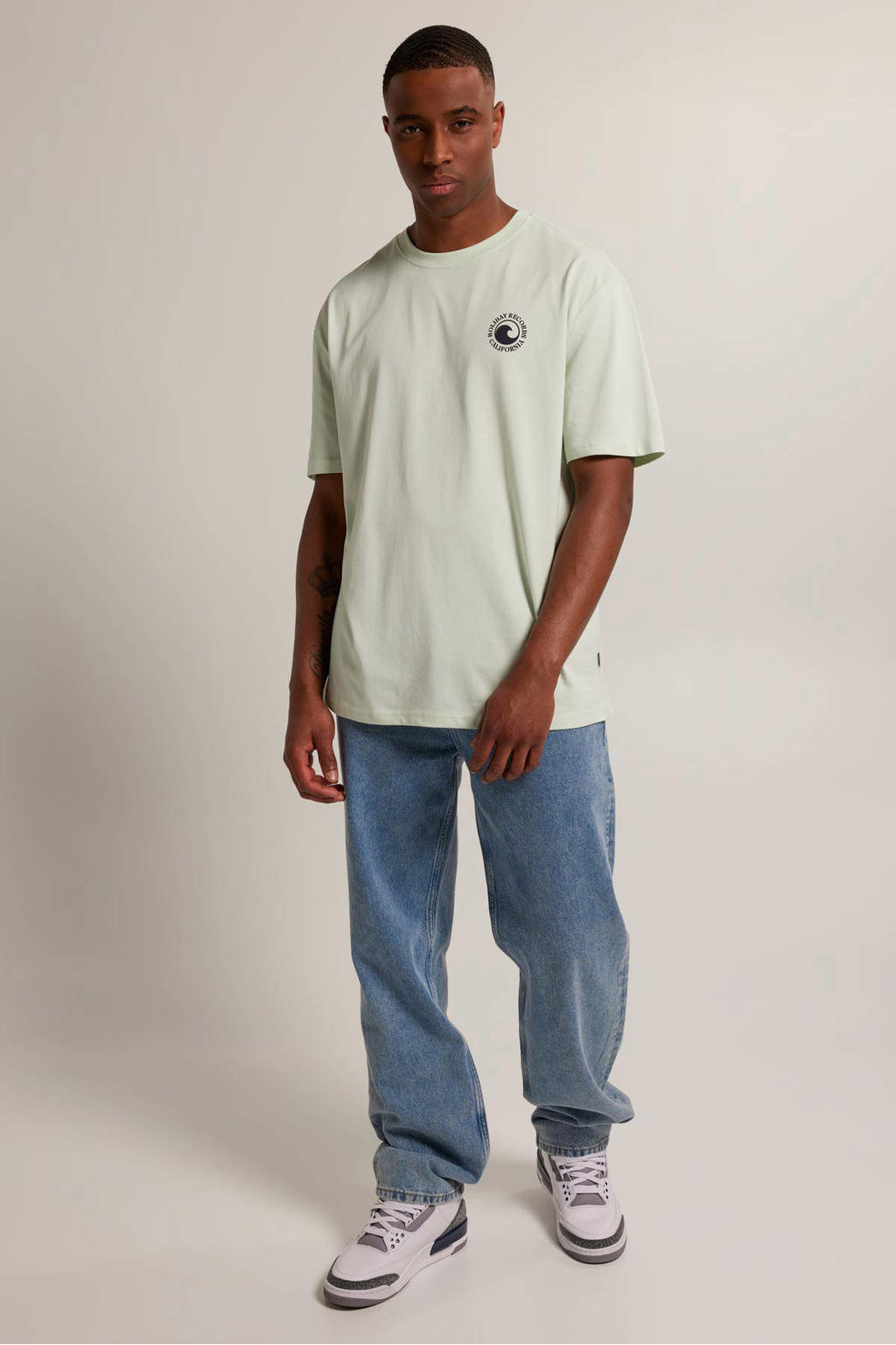 America Today T-shirt Eden met backprint lime