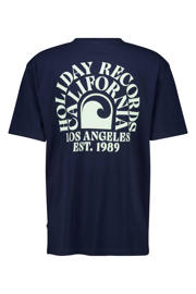 thumbnail: Donkerblauwe heren America Today T-shirt Eden van katoen met backprint, korte mouwen en ronde hals