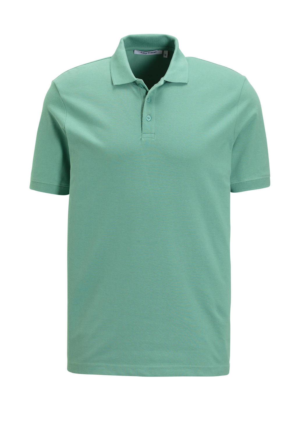 Turquoise heren anytime polo van katoen met effen, korte mouwen, klassieke kraag en knoopsluiting