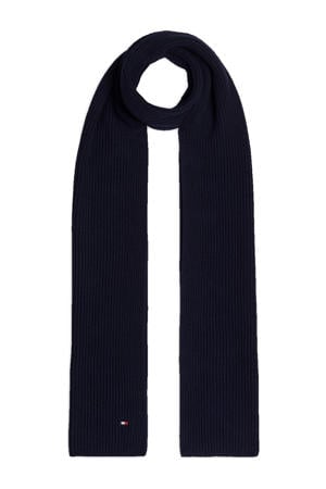 ribgebreide sjaal donkerblauw