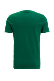 thumbnail: Donkergroene heren anytime T-shirt van katoen met effen, korte mouwen, ronde hals en geweven detail