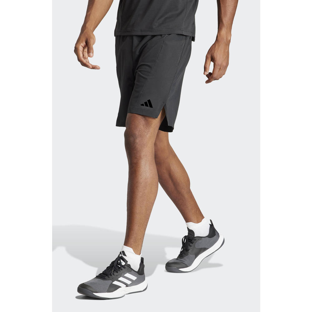 Zwarte heren adidas Sportswear Senior sportshort van polyester met regular fit, regular waist en effen
