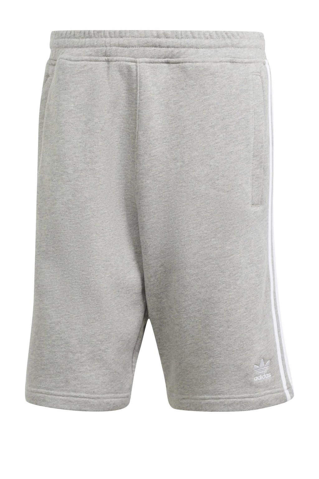 Grijze heren adidas Originals sweatshort van katoen met straight fit, elastische tailleband met koord en logo dessin