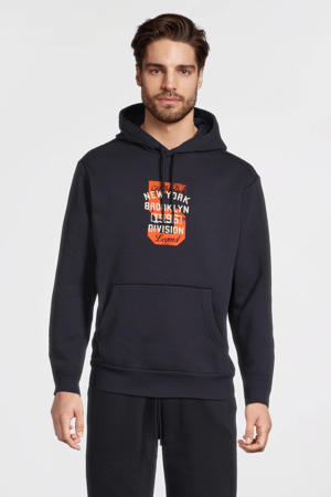 hoodie met printopdruk donkerblauw