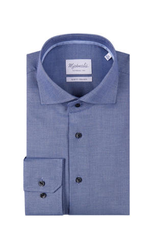 slim fit strijkvrij overhemd CUTAWAY SF SCC met all over print navy