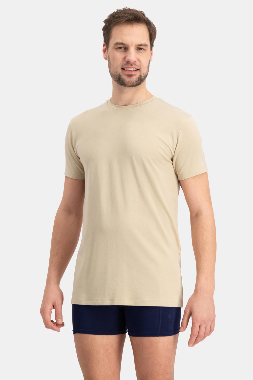 Bamboo Basics ondershirt Ruben met bamboe (set van 2) beige