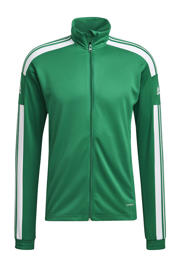 thumbnail: Groen en witte heren adidas Performance Senior sportvest Squadra 21 van polyester met logo dessin, lange mouwen, opstaande kraag en ritssluiting